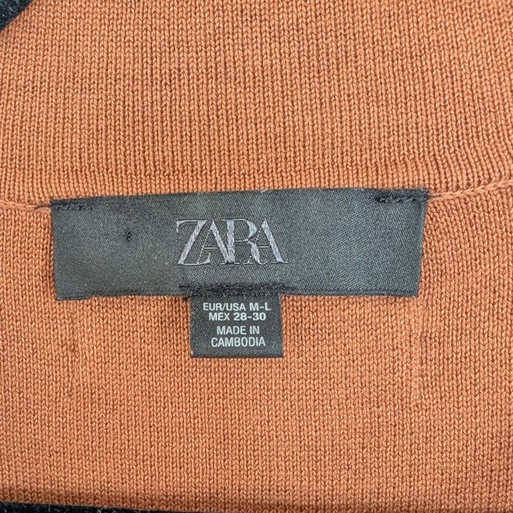 Zara 2893/017/778 Plain Knit Oversized Polo Sweater Womens M-L Brown Cognac - Picture 4 of 9